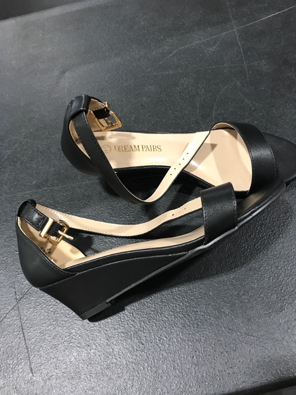 Photo 3 of DREAM PAIRS Women's Ingrid Ankle Strap Low Wedge Sandal, Size 6.5