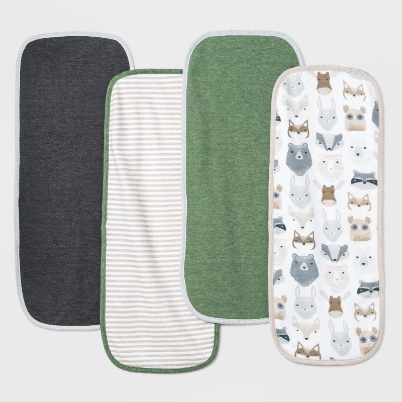 Photo 1 of Baby Boys' 4pk Little Cub Burp Cloth Set - Cloud Island™ Green, 3 PACKS!!!
