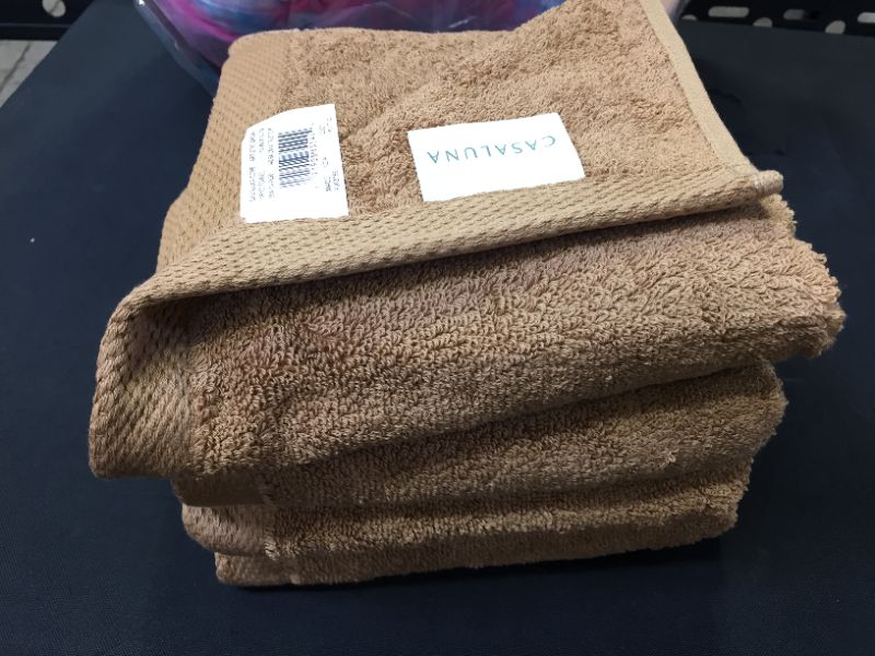 Photo 1 of 4 pcs Organic Hand Towel - Casaluna , Warm Brown.

