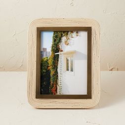 Photo 1 of 8" x 10" Rattan/Glass Photo Frame Beige - Opalhouse™ designed with Jungalow, Set of 2™

