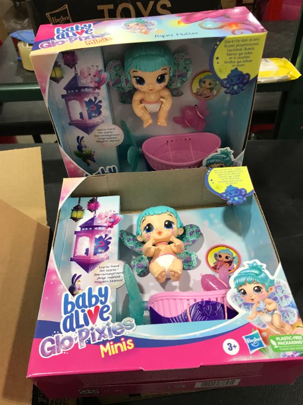 Photo 2 of Baby Alive GloPixies Aqua Flutter Minis Baby Doll, 2 Pack!!

