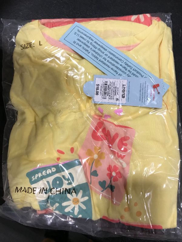 Photo 2 of Girls' 3pc Flower Seed Pajama Set - Cat & Jack™ Yellow, Size Large (10/12)
