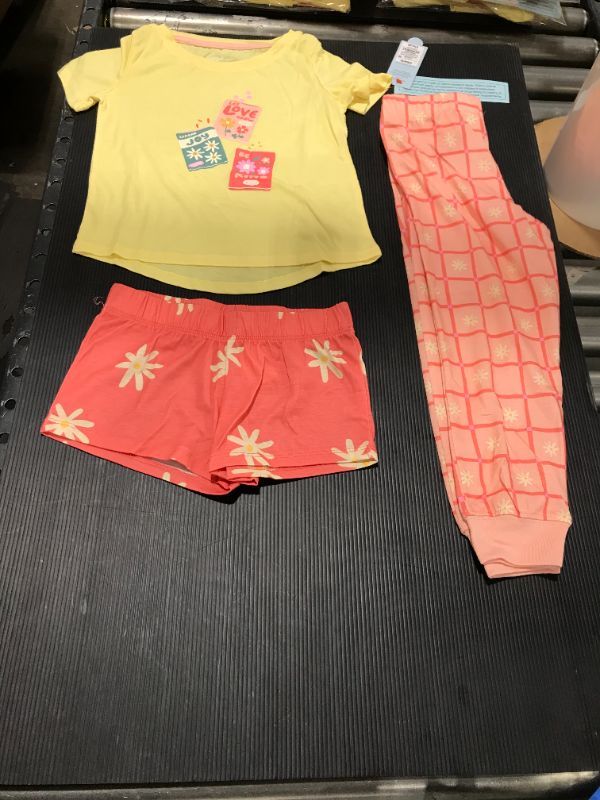 Photo 3 of Girls' 3pc Flower Seed Pajama Set - Cat & Jack™ Yellow, Size Large (10/12)

