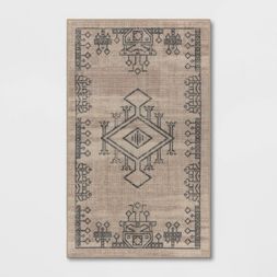 Photo 1 of 3'x5' Hancock Distressed Center Motif Rug Beige - Threshold™

