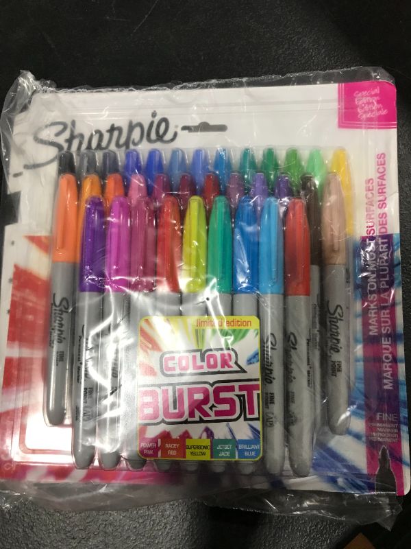 Photo 2 of Sharpie 34pk Permanent Markers Fine Tip Multicolored, 2 Pack!!!
