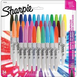 Photo 1 of Sharpie 34pk Permanent Markers Fine Tip Multicolored, 2 Pack!!!
