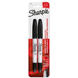 Photo 1 of 6 Packs of Sharpie 2pk Permanent Markers Twin Tip Black

