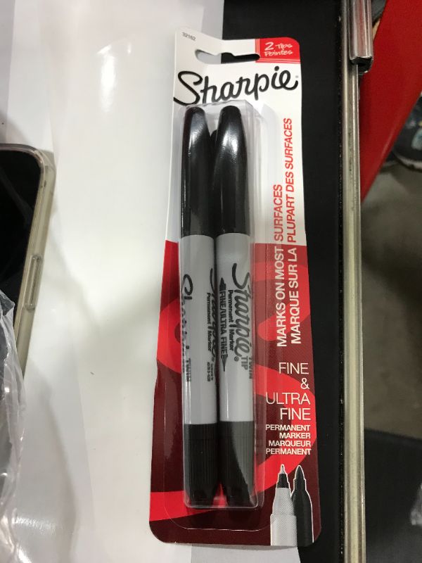 Photo 2 of 6 Packs of Sharpie 2pk Permanent Markers Twin Tip Black

