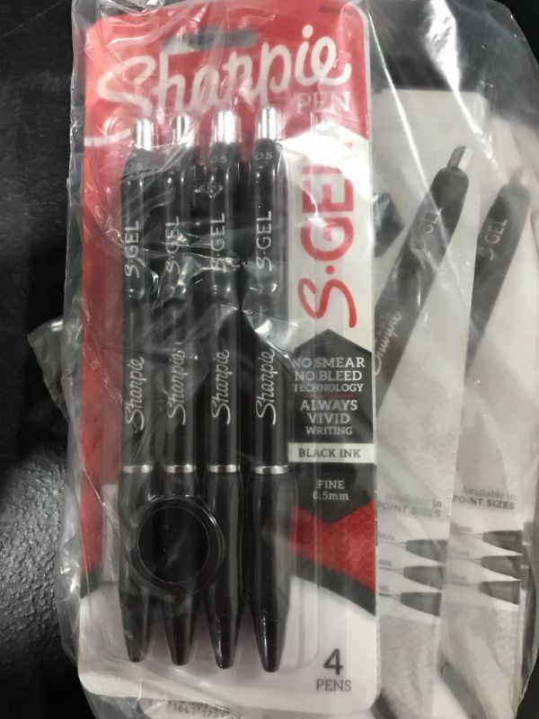 Photo 2 of Sharpie S-Gel 4pk Gel Pens 0.5mm Fine Tip Black, Bundle of 6! 24 total

