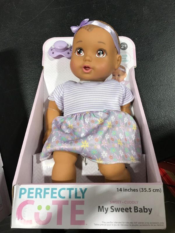 Photo 2 of Perfectly Cute Basic Baby Girl 14" Baby Doll - Brunette and brown eyes

