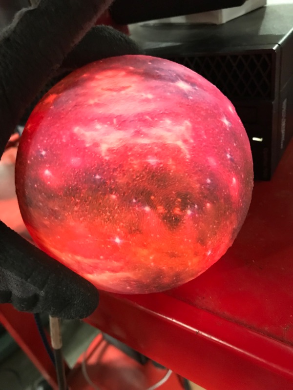 Photo 3 of 3D Galaxy Moon Lamp by Mind-glowing - Cool Night Light for Kids - 4.7 inch, 16 Colors, Remote Control, Wood Stand - Space Gift for 9 10 11 12 Old Girl, Room Decor for Teen Girls - Pink Lava Lamp
