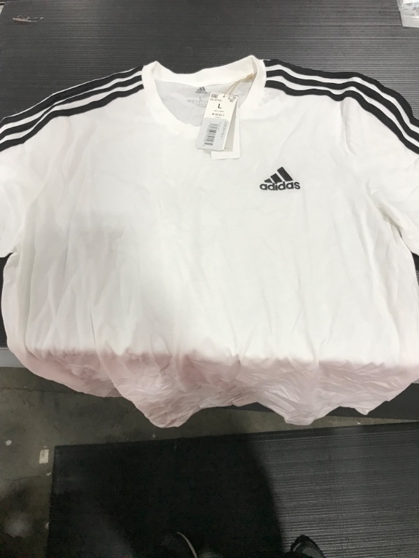 Photo 2 of Adidas Men's Essential 3-Stripes T-Shirt White, Large - Men's Athletic Performance Tops at Academy Sports
