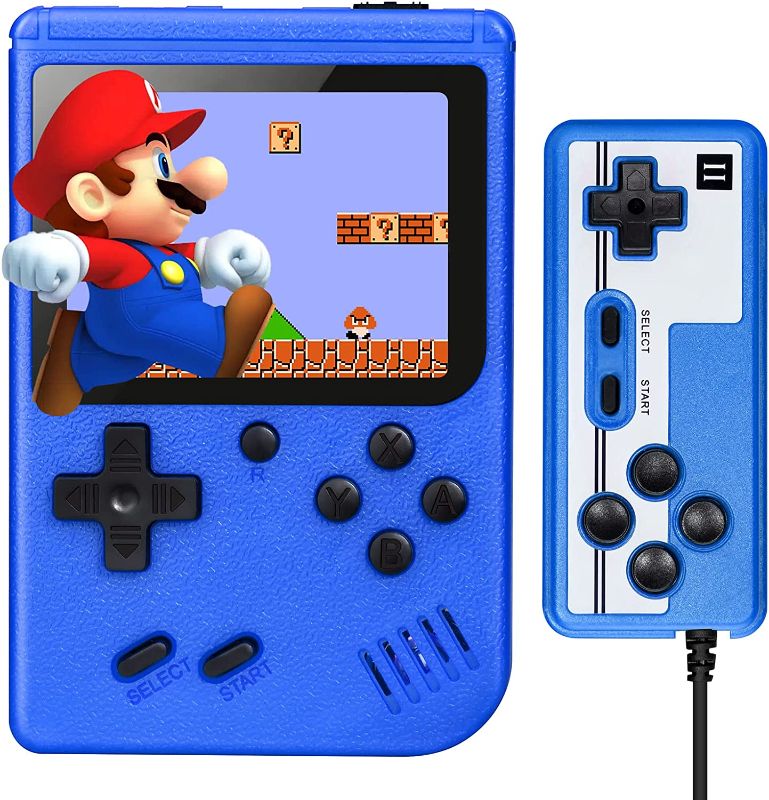 Photo 1 of Retro Handheld Game Console, Portable Mini Games Player Built-in 500 FC Games Support for Connecting TV & Two Players, 800mAh Rechargeable Battery, HD Color Screen, Blue
