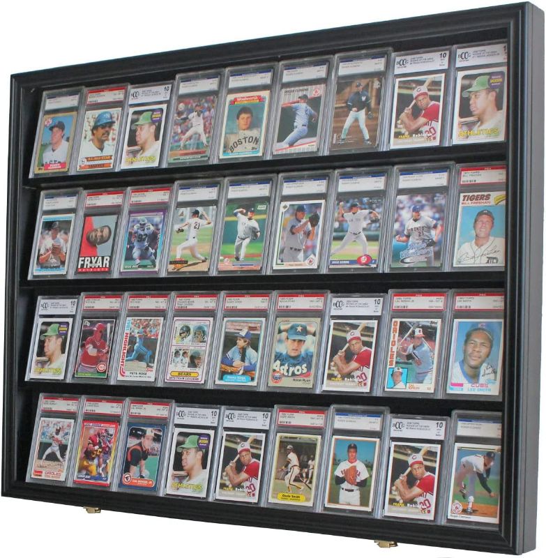 Photo 1 of DisplayGifts Pro UV 36 Graded Sports Card Display Case for Football Baseball Basketball Hockey Comic Trading Cards Horizontal (Black Finish)
