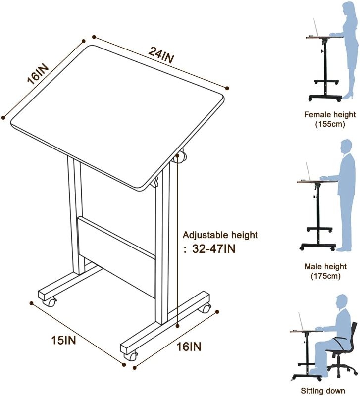 Photo 1 of PARTS ONLY!!! KOUPA Writing Standing Desk, Writable Tempered Glass Desktop with Eraser, Adjustable Small Desk, 360° Flip Up and Down at Will with Wheels, 24 x 16 in, BROWN?Adjustable Height: 32-47 in?
