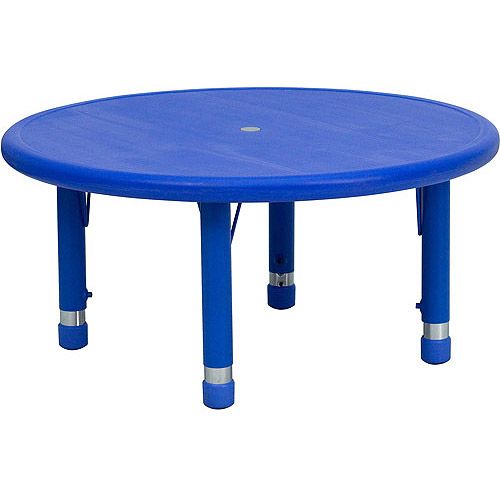 Photo 1 of Adjustable Height Round Plastic Activity Table 33", Blue
