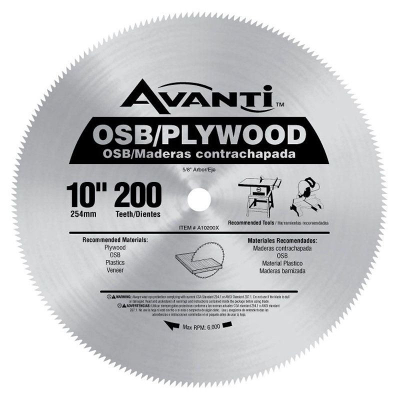 Photo 1 of Avanti 10 in. X 200-Tooth OSB/Plywood Ripping Circular Saw Blade
