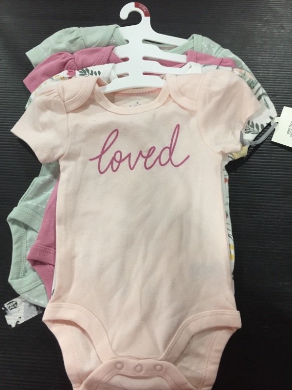 Photo 1 of Baby Girls' 4pk Meadow Short Sleeve Bodysuit - Cloud Island™ Pink/White/Green- SIZE 0-3MON