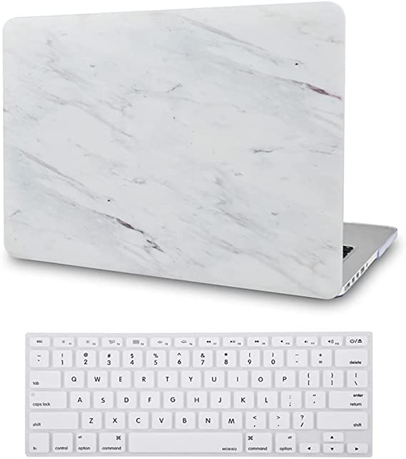 Photo 1 of LASSDOO Compatible with MacBook Pro 16 inch Case Cover 2020,2019 Release A2141 with Touch Bar Touch ID Italian Leather Hard Shell + Keyboard Cover (Silk White Marble)
