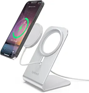 Photo 4 of Syntech Stand for MagSafe Charger Compatible with iPhone 12/13/Mini/Pro/Pro Max, Aluminum Desk Holder Phone Charger Stand MagSafe Accessories, Sliver (MagSafe Charger Not Included)
