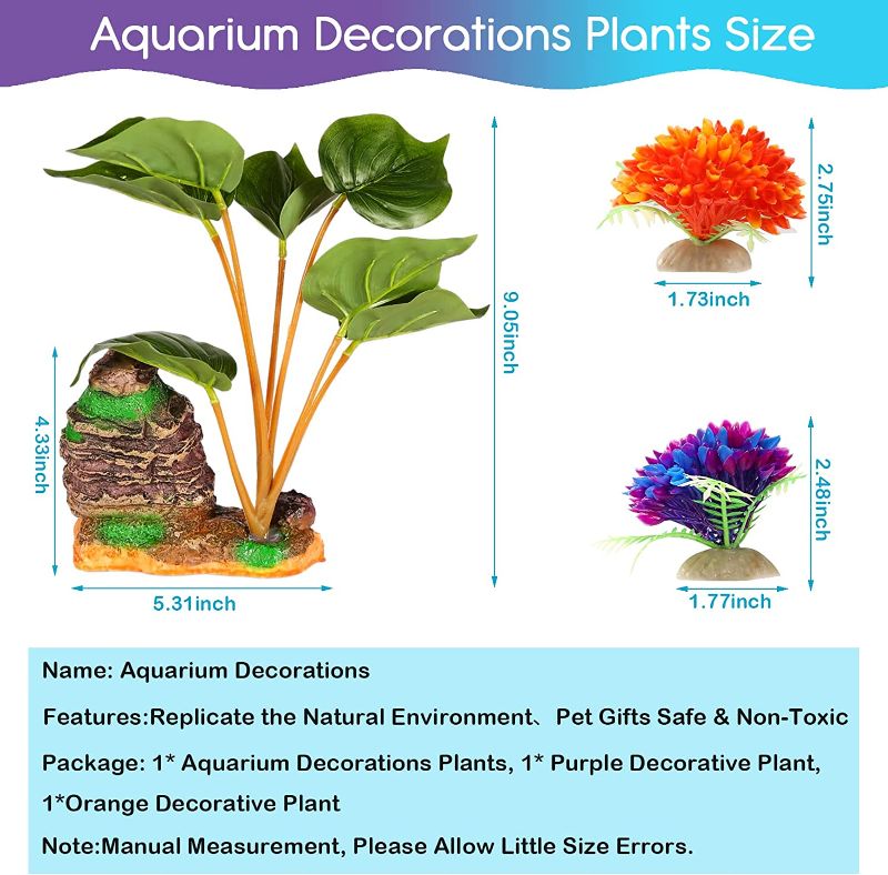 Photo 1 of Aquarium Decoration Plants for Fish Tank Decorations, Large Aquarium Décor Plastic Plants for Fish Tank Ornament Decoration, Fish Tank Accessories, Simulate Plants and Aquarium Landscape Vividly
