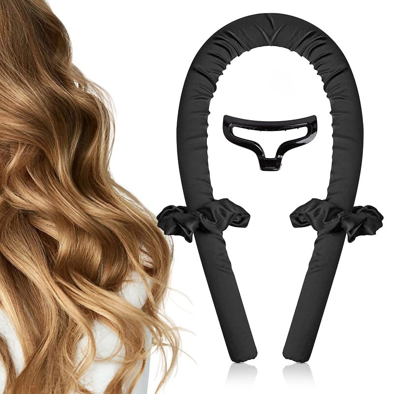 Photo 1 of Heatless Curling Rod Headband - Overnight No Heat Curlers for Long Hair with Hair Clips & Scrunchie, TikTok Sleeping Heatless Hair Curler Silk Ribbon Rollers Kit for Soft Hair (BLACK)
