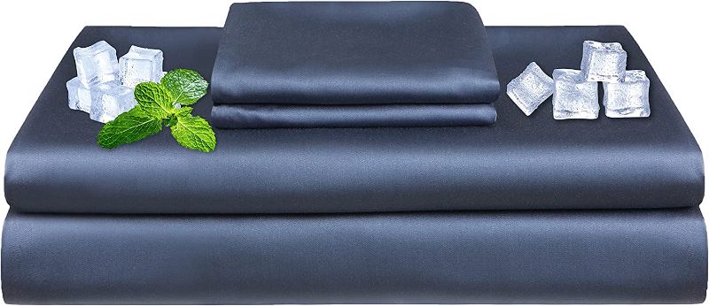 Photo 1 of ZonLi Twin Sheets Set, Cooling Bamboo Sheets Set, Breathable Bed Sheets Set for Hotel, Shrinkage & Fade Resistant, 4PCS Smooth Bedsheets Set Fits 13''-18'' Deep Pocket for Apartment (Twin, Navy Blue)
