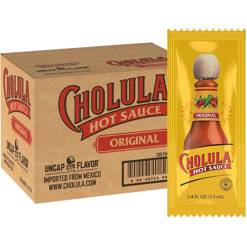 Photo 1 of Cholula Original Hot Sauce Packets, One 200 Count, Individual Hot Sauce Packets, BEST BY 05/27/2022