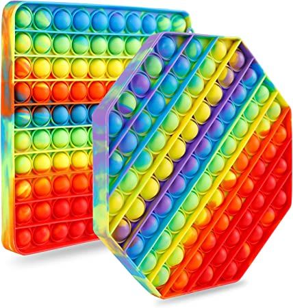 Photo 1 of 2 PCS Jumbo Toy for Kids Adult, Giant Huge Large Mega Big Press Pop Poppop Poop Popper Po it Sensory Austim Anxiety ADHD Stress Relie Game Square Octagon Tie dye Rainbow
