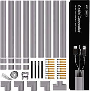 Photo 1 of 153” Cable Concealer - Cord Cover Wall - Paintable Cord Hider , Wire hiders for TV on Wall - Cable Management Cord Hider Wall Including Connectors & Adhesive Strips Cable Raceway- MOUNTAIN Grey
