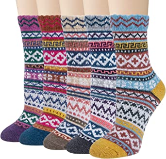 Photo 1 of Justay Winter Womens Wool Socks Vintage Warm Socks Thick Cozy Socks Knit Casual Crew Socks Gifts for Women
