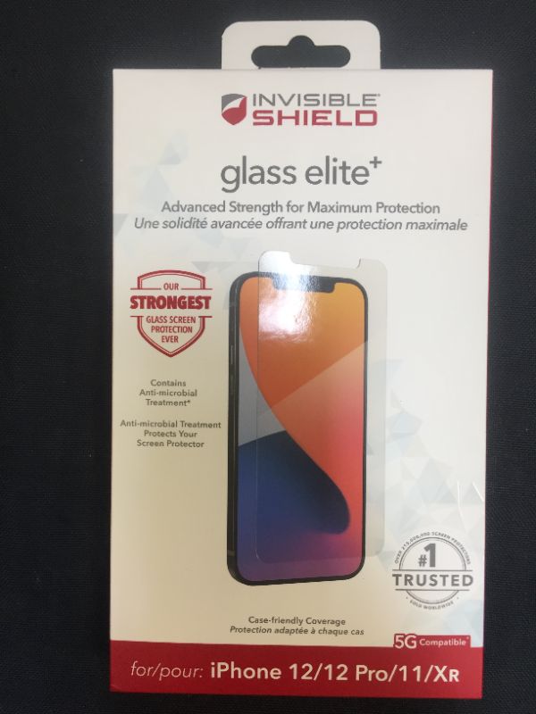 Photo 2 of ZAGG InvisibleShield Glass Elite Plus Screen Protector - Made for iPhone 12 Pro, iPhone 12, iPhone 11, iPhone XR - Case Friendly Screen - Impact & Scratch Protection, clear (200106651)
