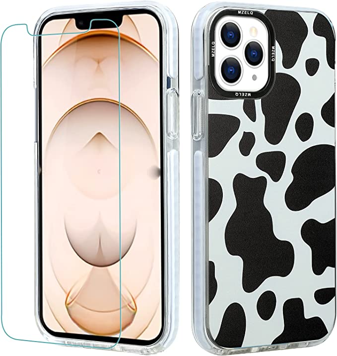Photo 1 of MZELQ Compatible with iPhone 13 Pro Case, Cute Cow Print TPU Phone Cow Patterns Case + Screen Protector iPhone 13 Pro Case 6.1 inch Protection Case for iPhone 13 Pro Case (2021)
