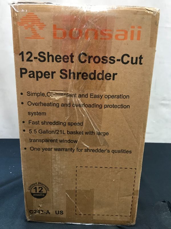 Photo 6 of bonsaii Paper Shredder, 12-Sheet Heavy Duty Paper Shredder for Home Office Use, CD/Credit Card Crosscut Shredder with Jam Proof System, Office Shredder with 5.5 Gals Bin & Transparent Window, (C243-A)

