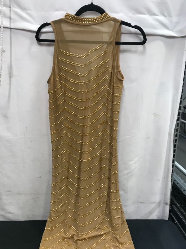 Photo 1 of MISC LONG GOLD SHEER DRESS WITH GEMS (L) -- SOLD AS IS