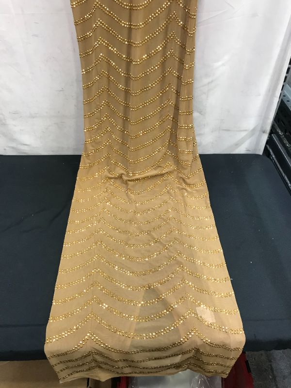Photo 3 of MISC LONG GOLD SHEER DRESS WITH GEMS (L) -- SOLD AS IS