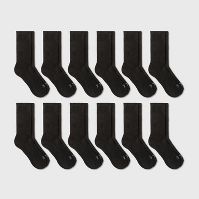 Photo 1 of Men's Crew Cushion Athletic Socks 12pk - All in Motion™ Black 6-12

