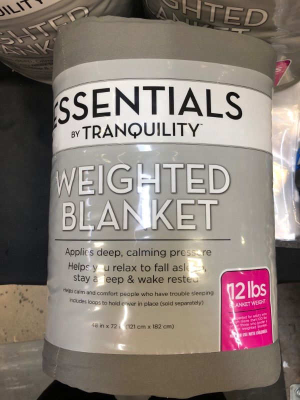 Photo 3 of 48"x72" Essentials Weighted Blanket Gray - Tranquility 12LBS
