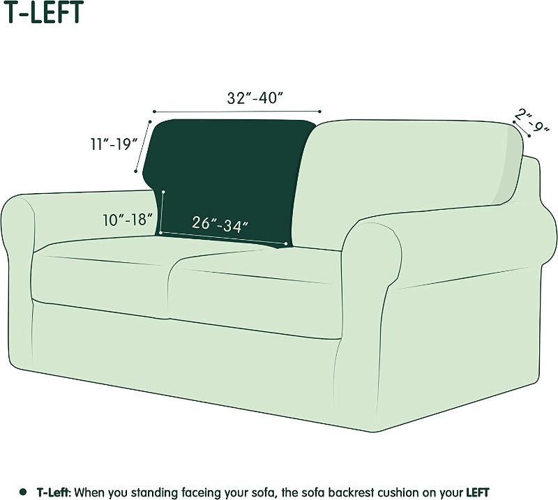 Photo 2 of Hokway Sofa Backrest Cushion Cover, Stretchable Sofa Back Slipcovers, Small Checks Jacquard Fabric Sofa Seat Covers, Washable Back Cushion Protector with Elastic Bottom (T-Left, Light Green)
