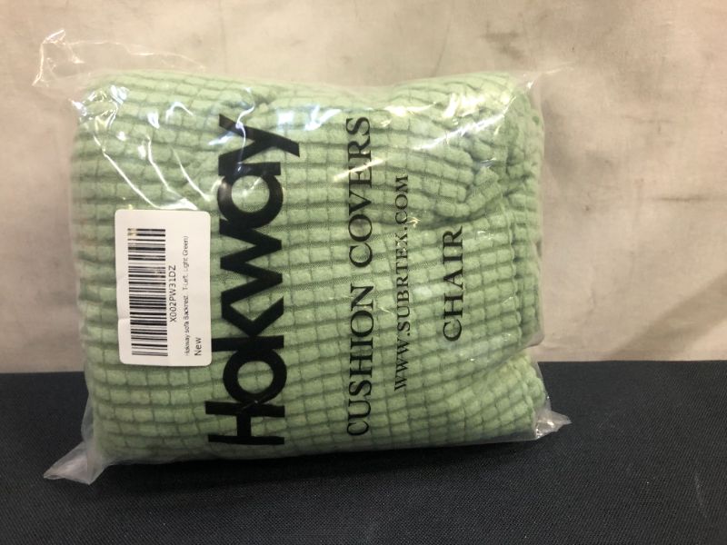 Photo 4 of Hokway Sofa Backrest Cushion Cover, Stretchable Sofa Back Slipcovers, Small Checks Jacquard Fabric Sofa Seat Covers, Washable Back Cushion Protector with Elastic Bottom (T-Left, Light Green)
