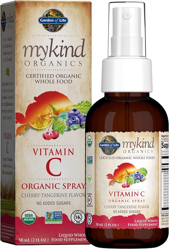 Photo 1 of 3 Pack of Garden of Life Vitamin C with Amla - mykind Organic C Vitamin Whole Food Supplement for Skin Health, Cherry Tangerine Spray, 2Oz Liquid - Packaging May Vary, 2 Oz
