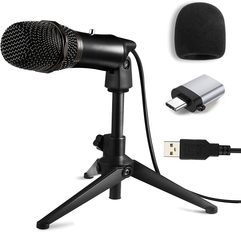 Photo 1 of Ynnthy USB Condenser Microphone for Computer, Metal Recording Microphone Over Mac or Windows for Streaming, Recording, Gaming, Podcasting, Voice Over, Zoom, YouTube
