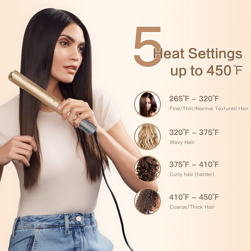 Photo 1 of 2 in 1 Hair Straightener, 4.1" Length Hair Straightener and Curler 2 in 1, Straightening Iron with Negative Ion & Infrared for Repairing Hair, Flat Iron Curling Iron in One with 5 Temp Level
