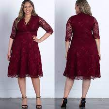 Photo 1 of KIYONNA MADEMOISELLE LACE A-LINE PINOT NOIR DRESS 14W
