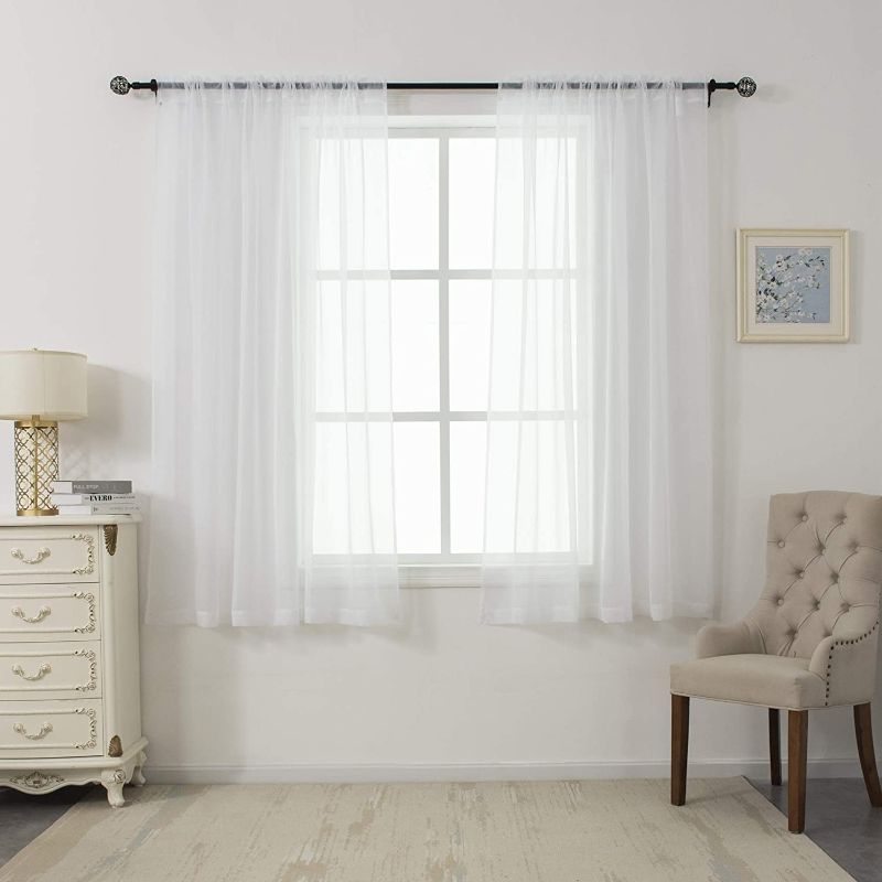 Photo 2 of 2 Panel Sheer Voile Curtains Light Filtering Curtains for Bedroom Living Room Party Room Backdrop

