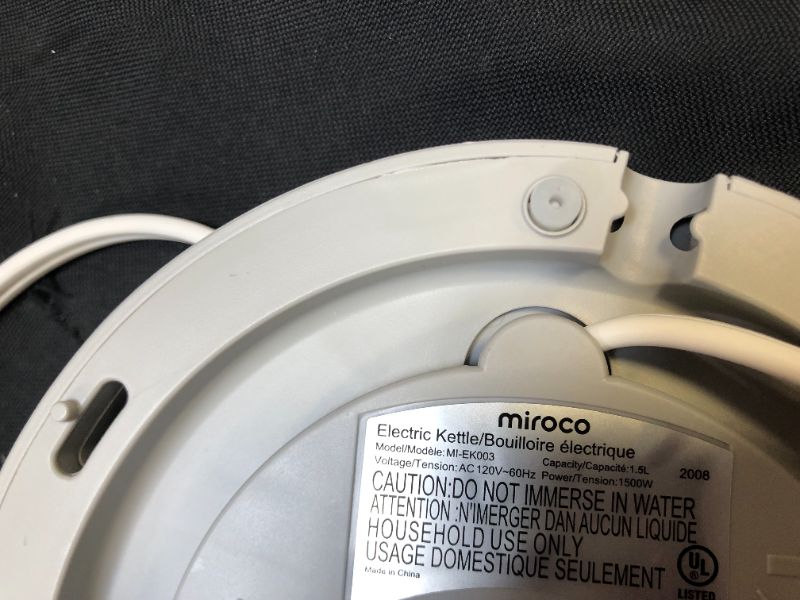 Photo 4 of Miroco MI-EK003 Stainless Steel Electric Kettle - White
