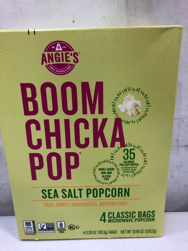 Photo 4 of Angie's BOOMCHICKAPOP Sea Salt Microwave Popcorn, 3.29 oz. Classic Bags 4-Count BB - 08/2022
