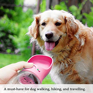 Photo 1 of  Dog Water Bottle Leak Proof Portable High Capacity Drink Cup for Pet Large dogs Outdoor Walking Hiking Travelling 19 OZ (Pink)
