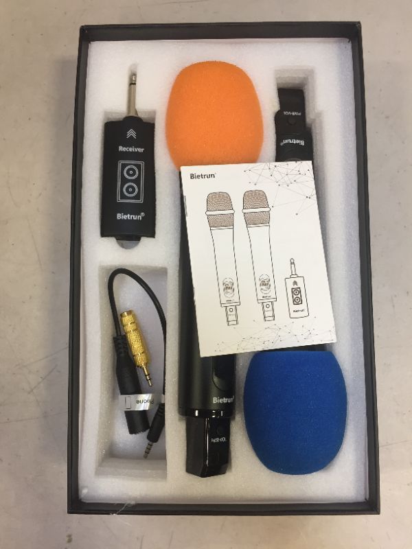 Photo 2 of Wireless Microphone Rechargeable(Work 7 hrs) with Bluetooth,Bietrun UHF All Metal Dual Cordless Handheld Dynamic Mics for Karaoke Machine/PA Speakers System/Mixer/Speech/Church/Wedding(240ft Range)
