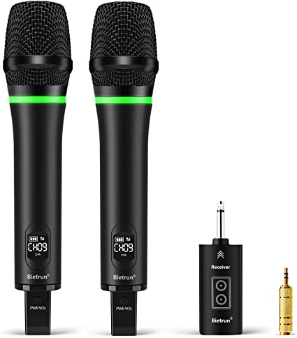 Photo 1 of Wireless Microphone Rechargeable(Work 7 hrs) with Bluetooth,Bietrun UHF All Metal Dual Cordless Handheld Dynamic Mics for Karaoke Machine/PA Speakers System/Mixer/Speech/Church/Wedding(240ft Range)
